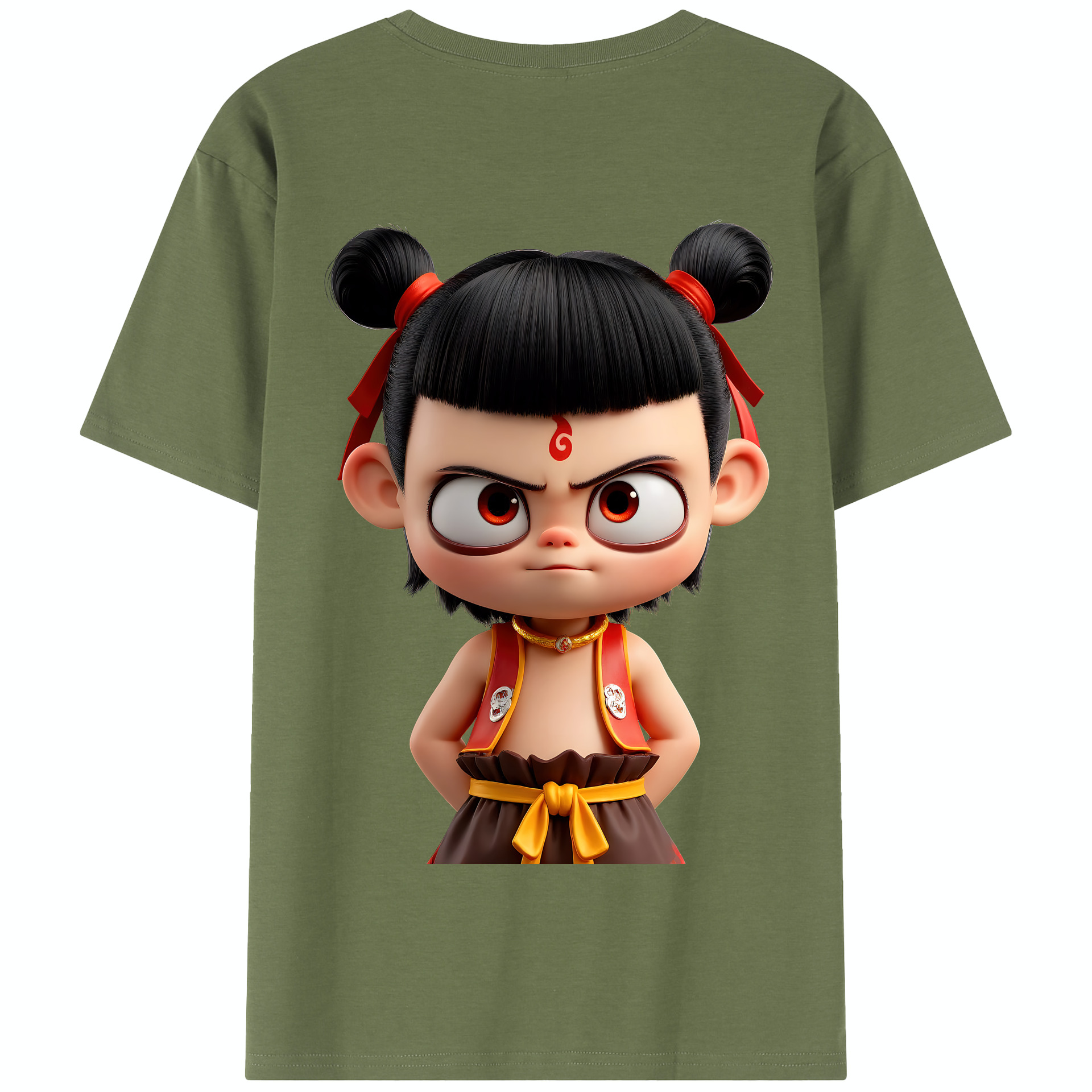 （画像用） Ne Zha 2 ナタ 魔童の大暴れ 綿100％半袖Tシャツ（背面プリント）